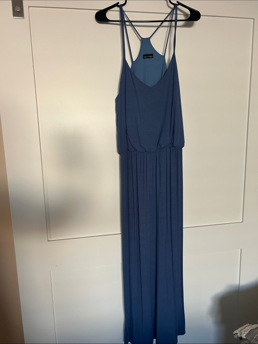 Zenobia Blue Maxi Dress with Strappy Back